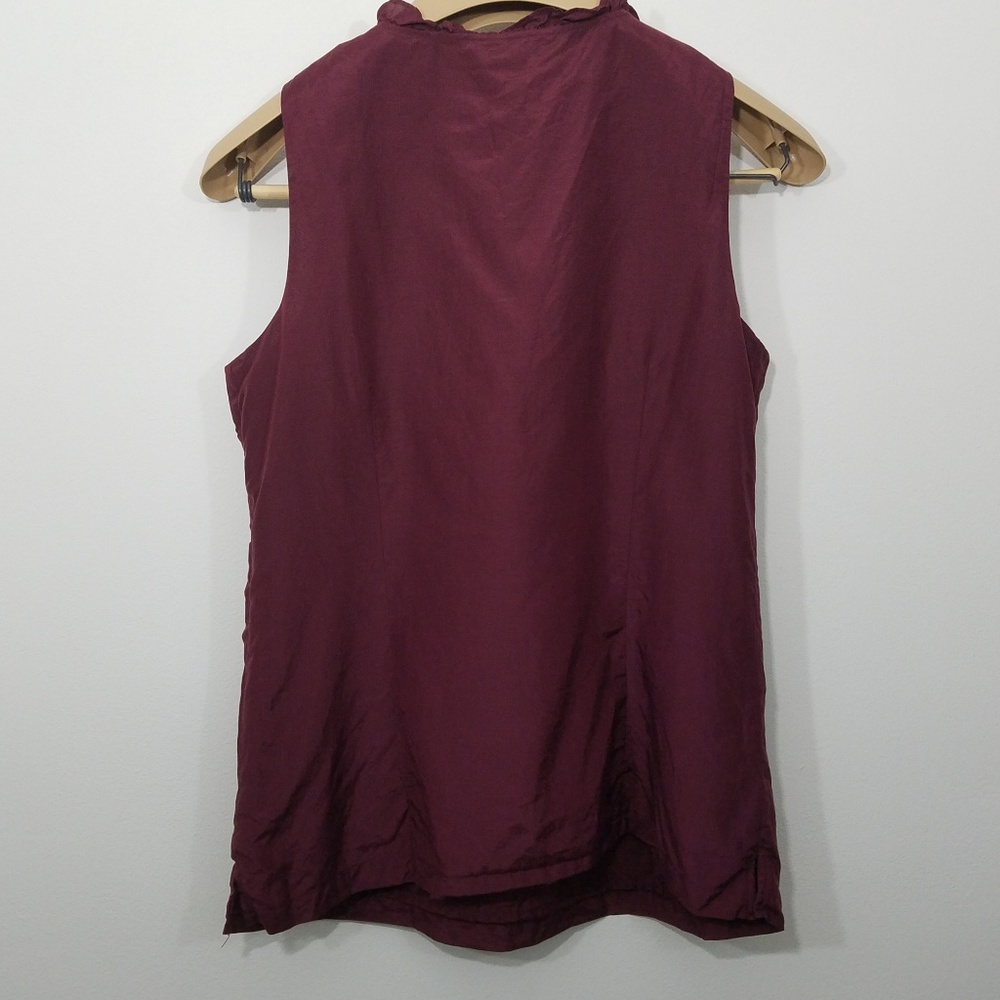 Eddie Bauer Blouse Ruffle Burgundy Plum Size M - Picture 5 of 5